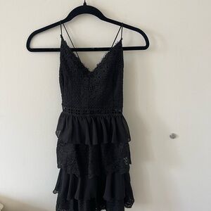 Lena Tiered Black Lace Dress